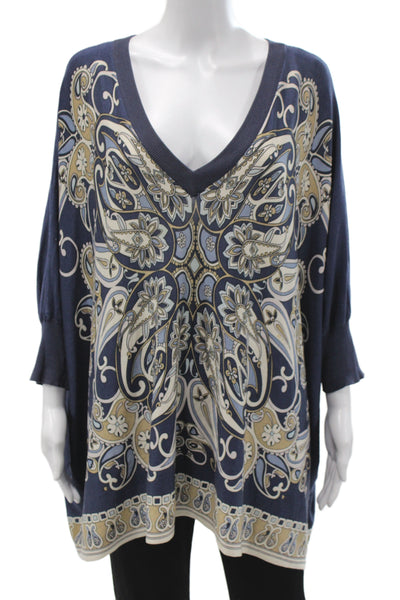 Michael Michael Kors Unisex Pullover Paisley V-Neck Dark Blue Sweater Size XL