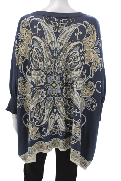 Michael Michael Kors Unisex Pullover Paisley V-Neck Dark Blue Sweater Size XL