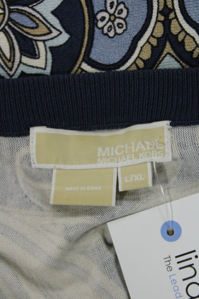Michael Michael Kors Unisex Pullover Paisley V-Neck Dark Blue Sweater Size XL
