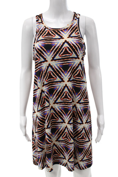 Veronica M Women Tank Dress Black Aztec Short Sleeveless Size M
