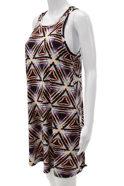 Veronica M Women Tank Dress Black Aztec Short Sleeveless Size M