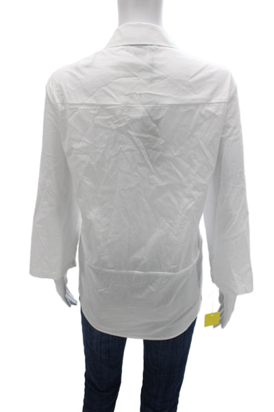 Renuar Women Button Up Collared Polyester Blouse White 3/4 Sleeve Size XL
