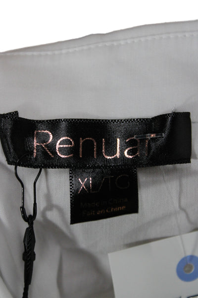 Renuar Women Button Up Collared Polyester Blouse White 3/4 Sleeve Size XL