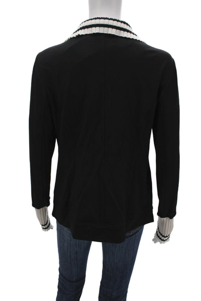 Renuar Women Black Collared Button Blazer Long Sleeve 55% Rayon Size M