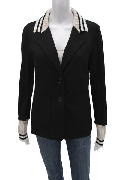 Renuar Women Black Collared Button Solid Blazer Long Sleeve Size 2XL