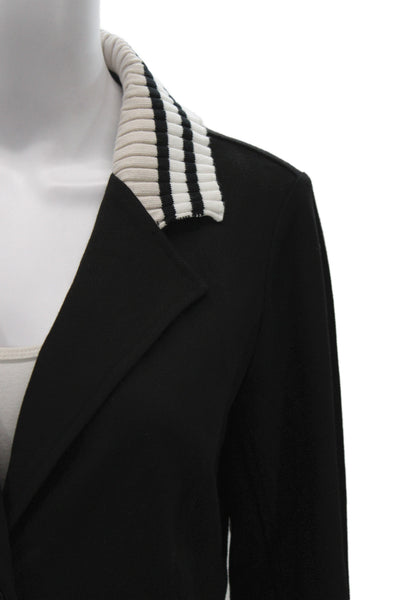 Renuar Women Black Collared Button Solid Blazer Long Sleeve Size 2XL