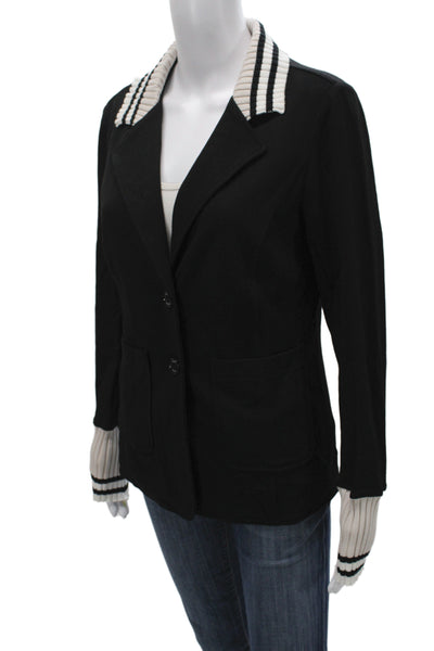 Renuar Women Black Collared Button Solid Blazer Long Sleeve Size 2XL