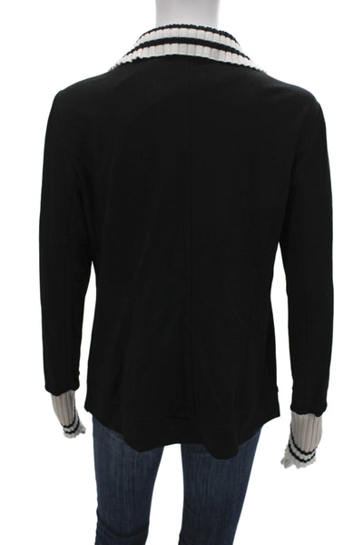 Renuar Women Black Collared Button Solid Blazer Long Sleeve Size 2XL