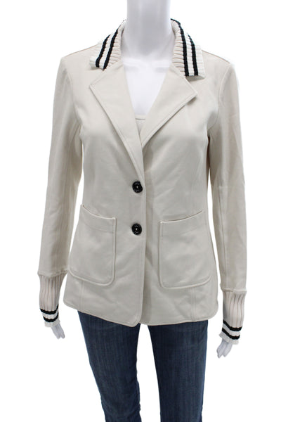 Renuar Women Beige Collared Button Blazer Long Sleeve Classic Fall Size M