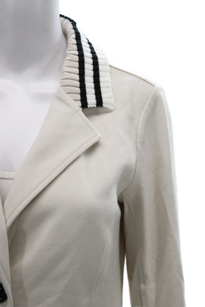 Renuar Women Beige Collared Button Blazer Long Sleeve Classic Fall Size M