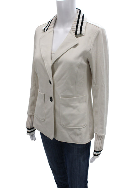 Renuar Women Beige Collared Button Blazer Long Sleeve Classic Fall Size M