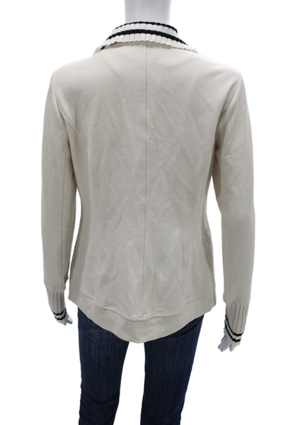 Renuar Women Beige Collared Button Blazer Long Sleeve Classic Fall Size M
