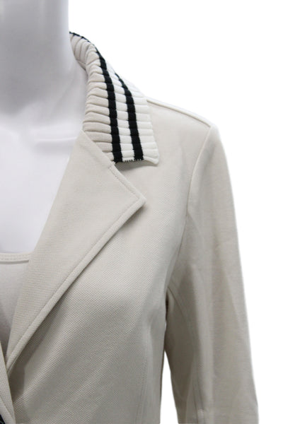 Renuar Womens Blazer Beige Collared Long Sleeve Button Classic Size XS