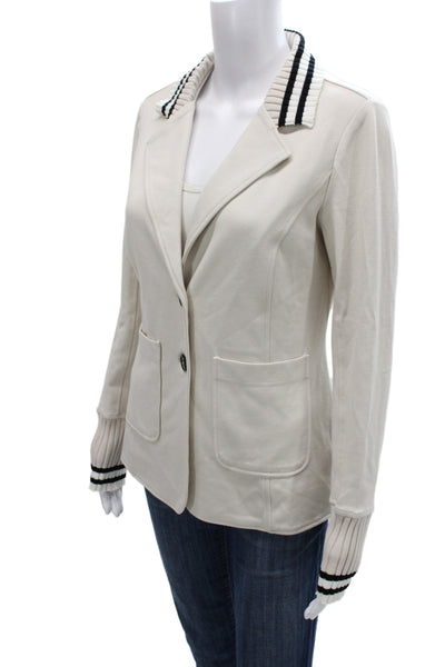 Renuar Womens Blazer Beige Collared Long Sleeve Button Classic Size XS