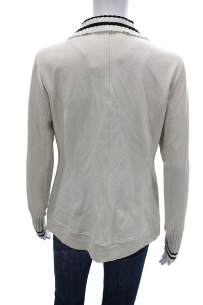 Renuar Womens Blazer Beige Collared Long Sleeve Button Classic Size XS