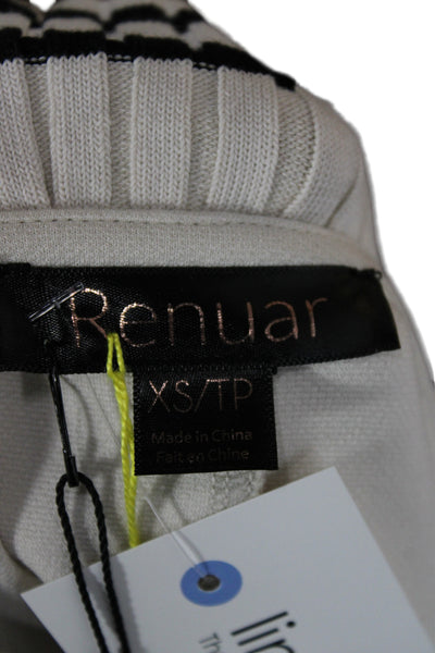 Renuar Womens Blazer Beige Collared Long Sleeve Button Classic Size XS