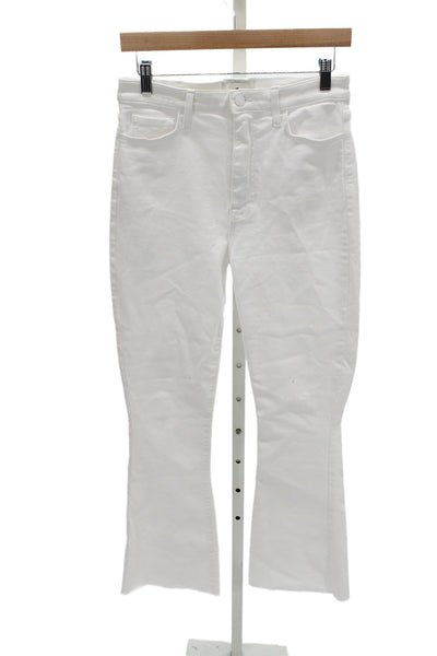 7 For All Mankind Womens Straight Cropped Jeans White Size 28