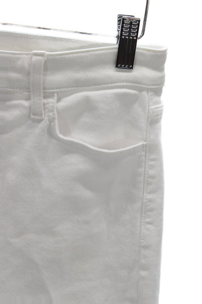 7 For All Mankind Womens Straight Cropped Jeans White Size 28