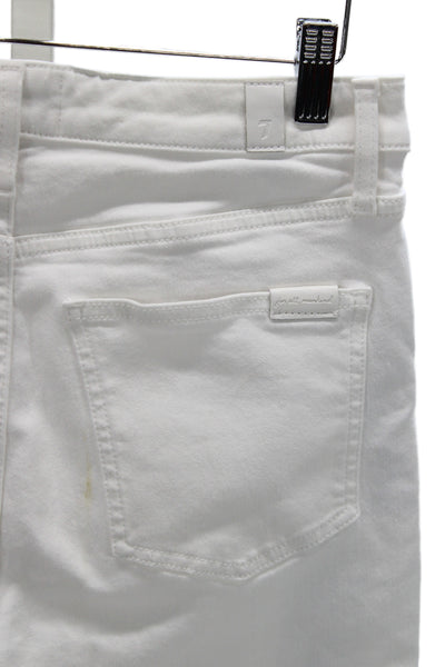 7 For All Mankind Womens Straight Cropped Jeans White Size 28