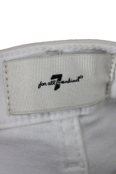 7 For All Mankind Womens Straight Cropped Jeans White Size 28