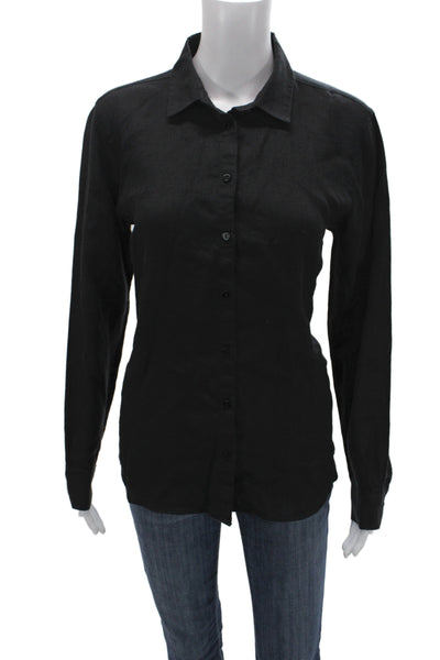 Saint James L'Atelier Women Black Cotton Button Up Long Sleeve Blouse Size 6