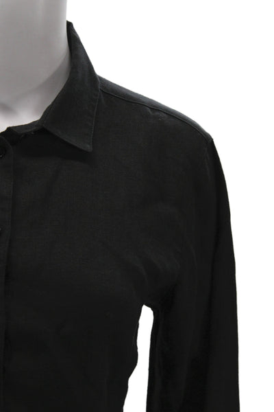 Saint James L'Atelier Women Black Cotton Button Up Long Sleeve Blouse Size 6