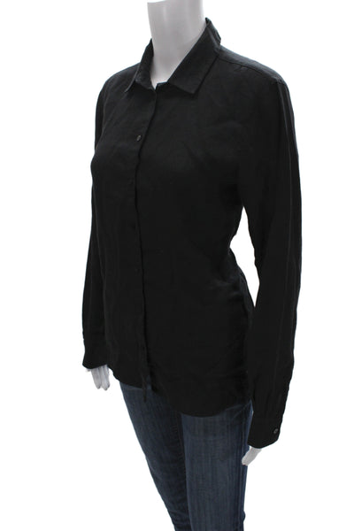 Saint James L'Atelier Women Black Cotton Button Up Long Sleeve Blouse Size 6