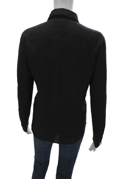 Saint James L'Atelier Women Black Cotton Button Up Long Sleeve Blouse Size 6