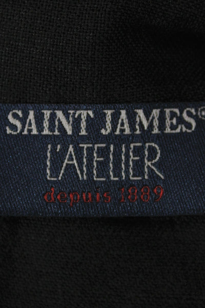 Saint James L'Atelier Women Black Cotton Button Up Long Sleeve Blouse Size 6