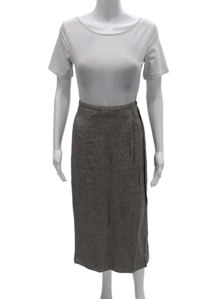 Eileen Fisher Womens Straight Pencil Skirt Gray Linen Petite Size S