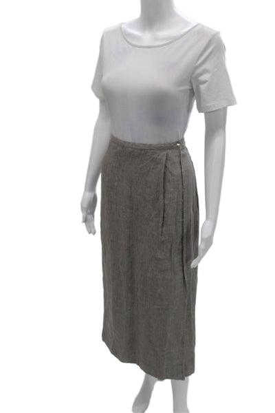 Eileen Fisher Womens Straight Pencil Skirt Gray Linen Petite Size S