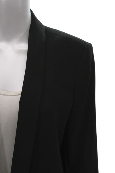 Zara Woman Womens Black Polyester Blazer 3/4 Sleeve Button Classic Size L