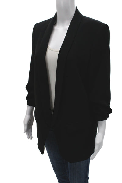 Zara Woman Womens Black Polyester Blazer 3/4 Sleeve Button Classic Size L