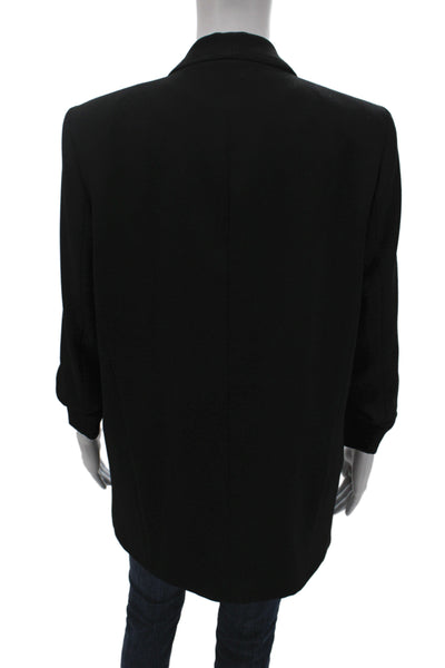 Zara Woman Womens Black Polyester Blazer 3/4 Sleeve Button Classic Size L
