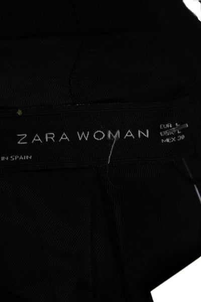 Zara Woman Womens Black Polyester Blazer 3/4 Sleeve Button Classic Size L