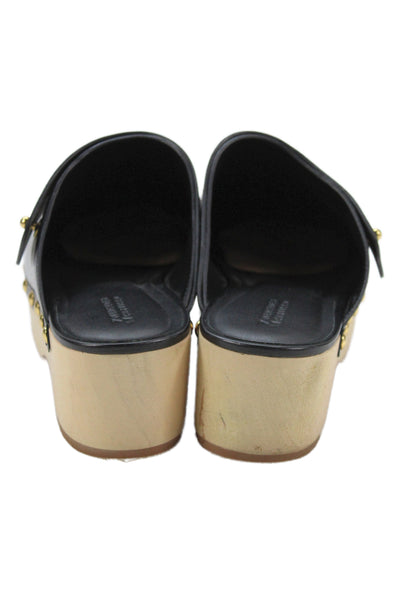 Mercedes Castillo Womens Leather Slide On Clog Heels Black Size 39.5 9.5