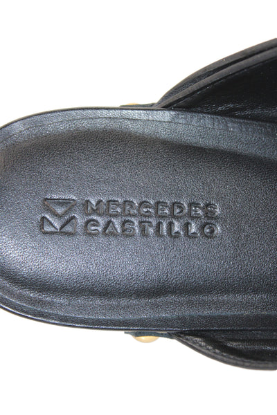 Mercedes Castillo Womens Leather Slide On Clog Heels Black Size 39.5 9.5