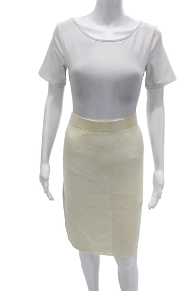 St. John Basics Womens Straight Pencil Skirt Beige Cotton Polyester Size 14