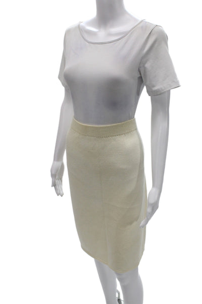 St. John Basics Womens Straight Pencil Skirt Beige Cotton Polyester Size 14