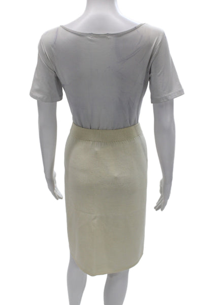 St. John Basics Womens Straight Pencil Skirt Beige Cotton Polyester Size 14