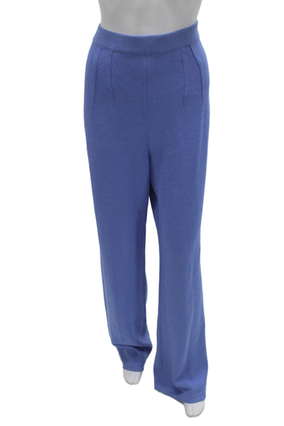 St. John Collection Womens Dress Pants Blue Wool Knit Size 12