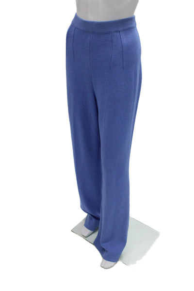 St. John Collection Womens Dress Pants Blue Wool Knit Size 12