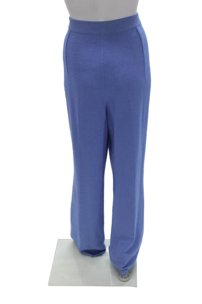 St. John Collection Womens Dress Pants Blue Wool Knit Size 12