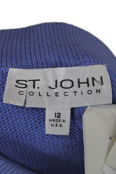 St. John Collection Womens Dress Pants Blue Wool Knit Size 12