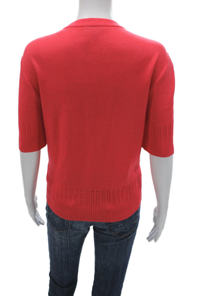 St. John Sport Womens Cardigan Red Short Sleeve Button Size L