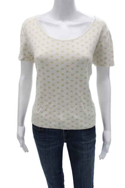 St. John Sport Women White T-Shirt Short Sleeve Round Neck Viscose Size L