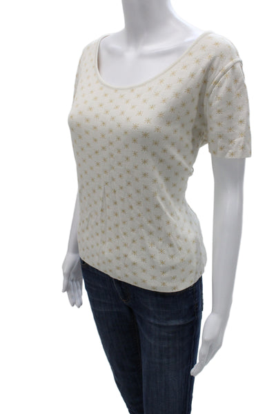 St. John Sport Women White T-Shirt Short Sleeve Round Neck Viscose Size L