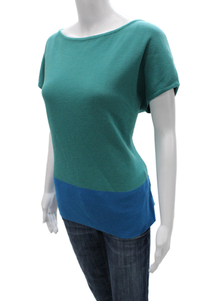 St. John Women Basic Blue Short Sleeve Round Neck Top Size L