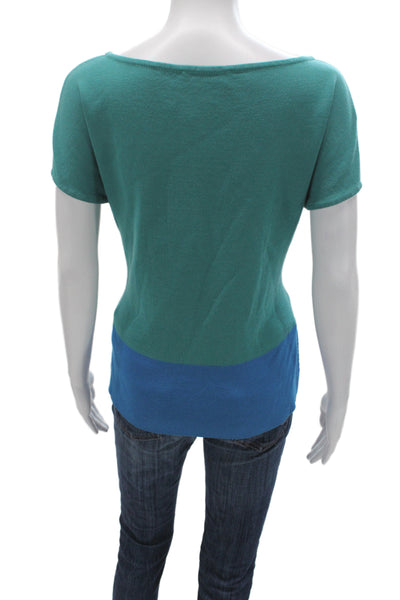 St. John Women Basic Blue Short Sleeve Round Neck Top Size L
