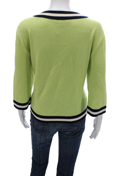 St. John Sport Unisex Green V-Neck Pullover Sweater 3/4 Sleeve 71% Wool Size XL